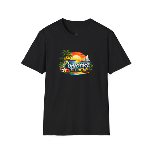 T-Shirt Tropical Palmiers Sunset — Unisexe Coton Léger — PQLS